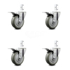Service Caster 4 Inch Gray Poly Wheel Swivel 3/4 Inch Square Stem Caster Set Total Lock Brake SCC-SQTTL20S414-PPUB-GRY-34-4